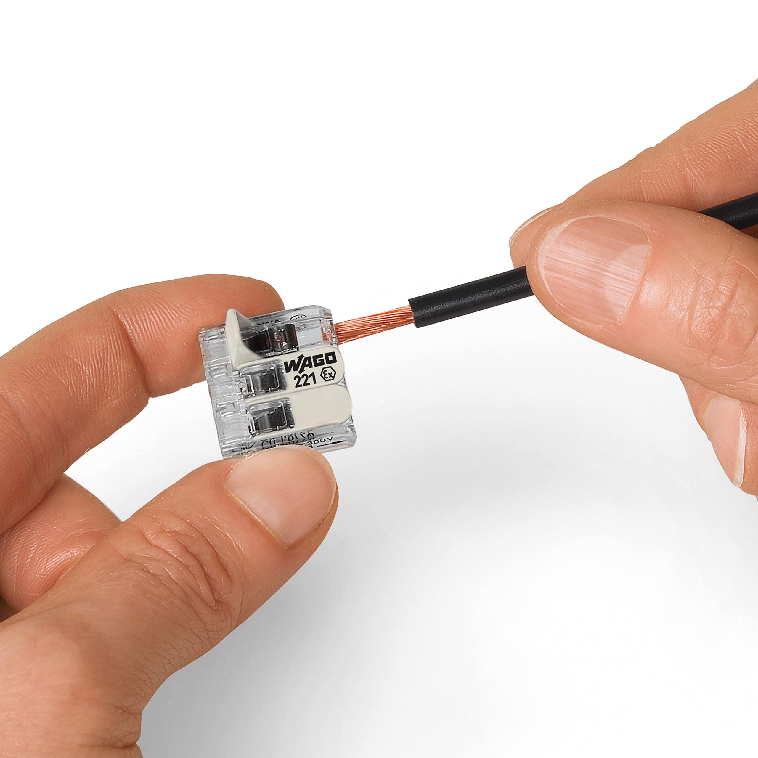 221-483 | WAGO 221 Series Lever-Nuts® for Hazardous Locations | 3-Conductor Splicing Connector | 24 – 12 AWG | Transparent housing, White Operating levers | [Box of 50 Pieces] - Image 4