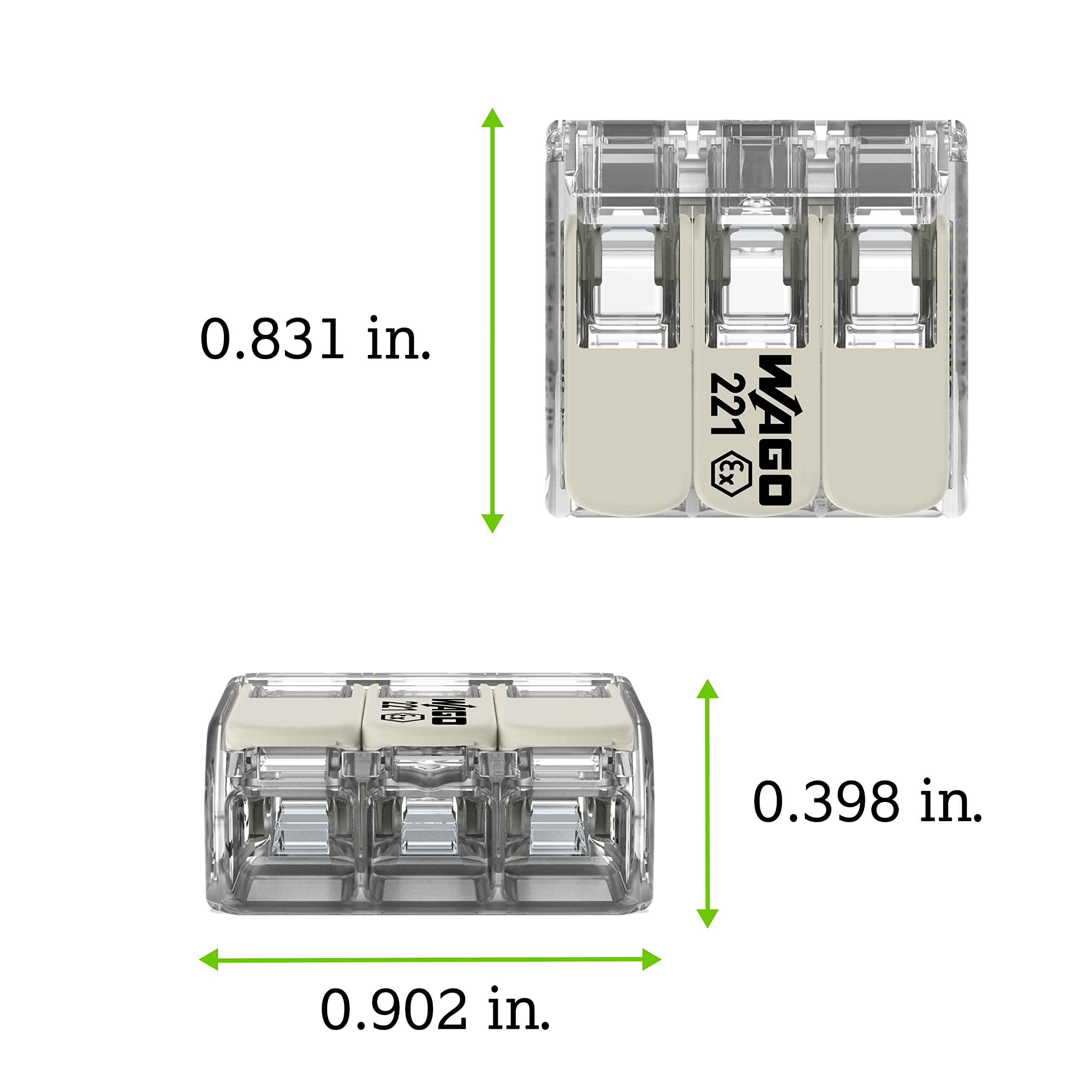221-683 | WAGO 221 Series Lever-Nuts® for Hazardous Locations | 3-Conductor Splicing Connector | 20 – 10 AWG | Transparent housing, White Operating levers | [Box of 30 Pieces] - Image 3