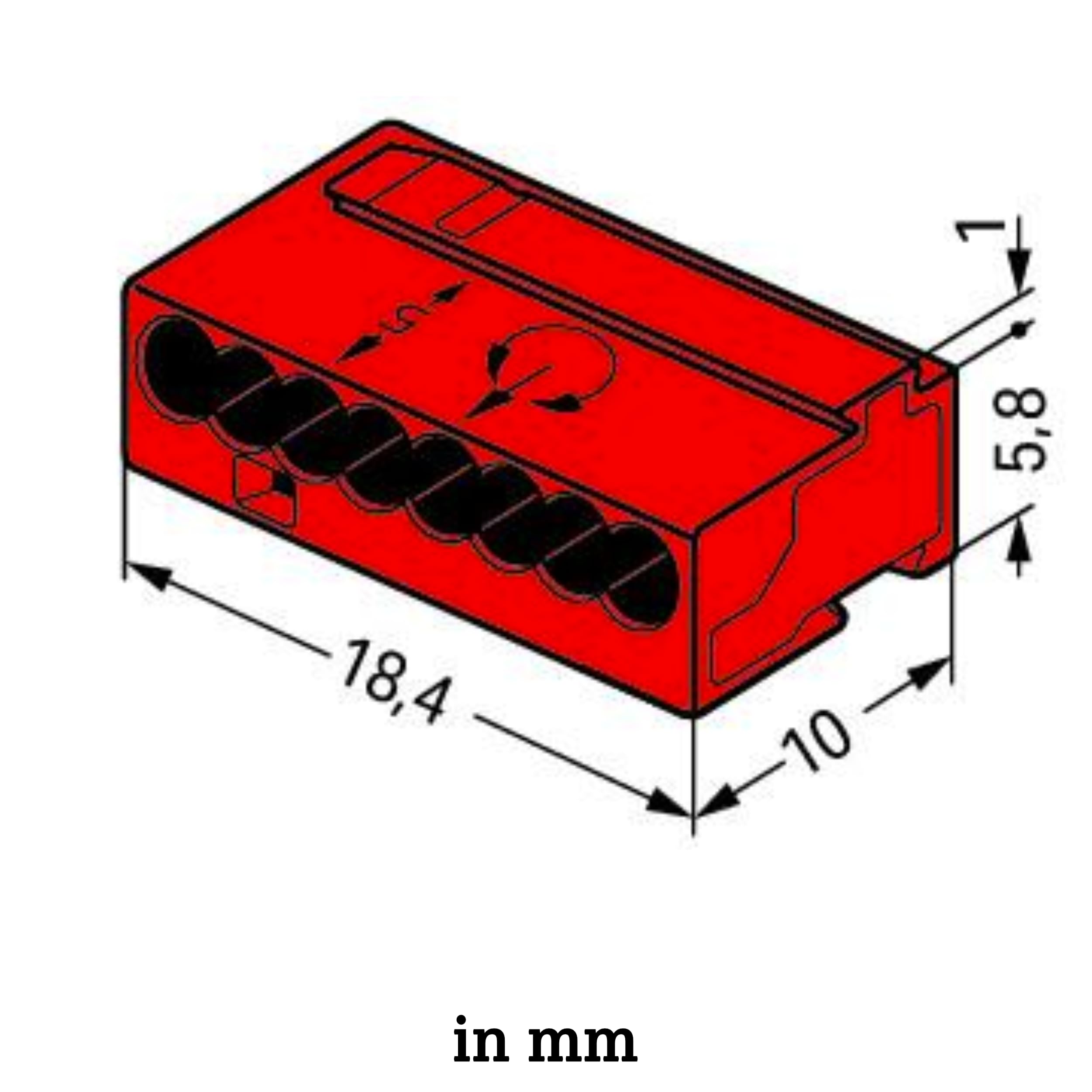 243-808 | WAGO Micro PUSHWIRE® | 8-Conductor Connector for Junction Boxes | AWG 22 – 18 Solid | Red | [Box of 50 Pieces] - Image 3