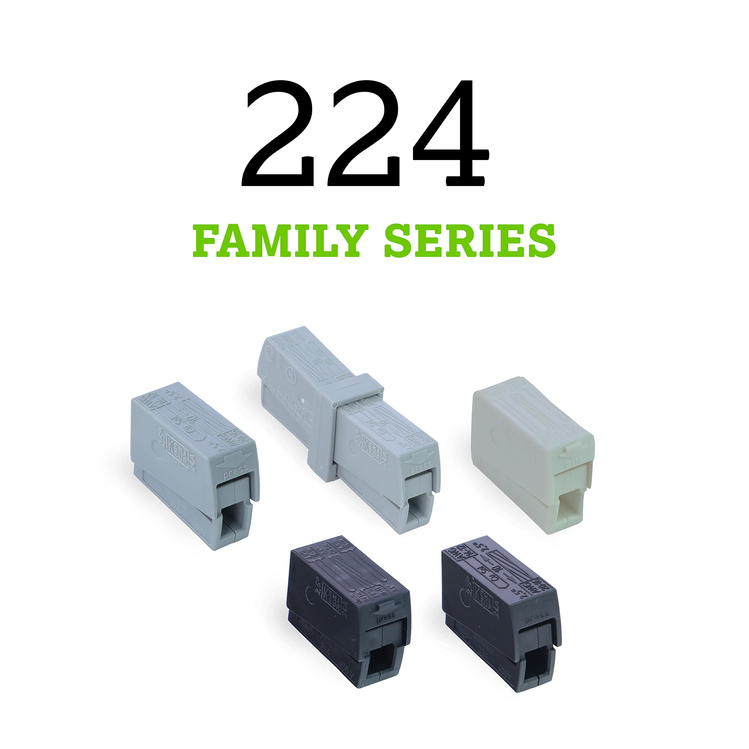 WAGO 224-114 Lighting Fixture Connector | 1-Pole Inline Connector; 3 Connection Points | for Solid, Stranded, or fine-Stranded Conductors | Black | [Box of 100 Pieces] - Image 5