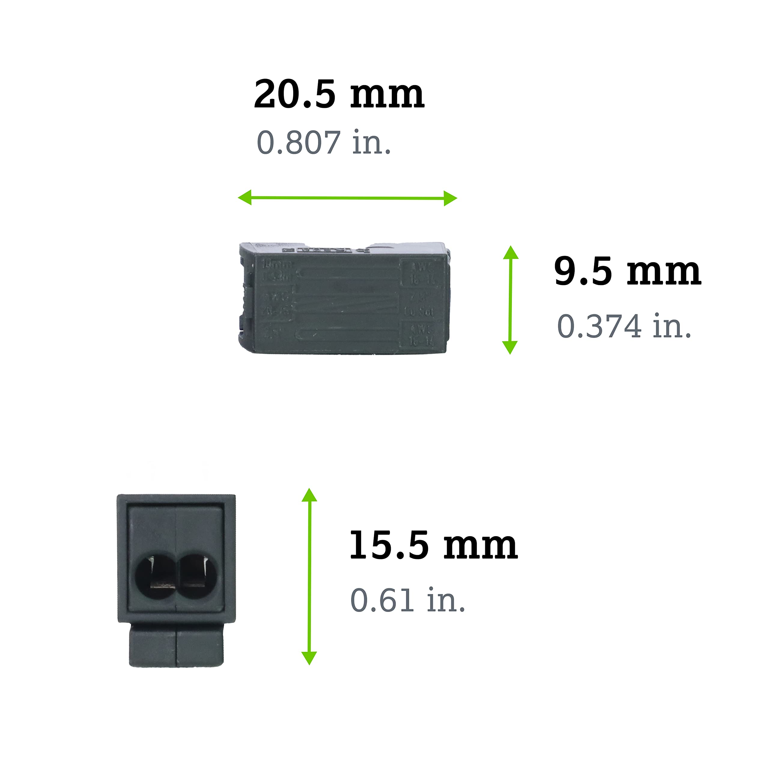 WAGO 224-114 Lighting Fixture Connector | 1-Pole Inline Connector; 3 Connection Points | for Solid, Stranded, or fine-Stranded Conductors | Black | [Box of 100 Pieces] - Image 3