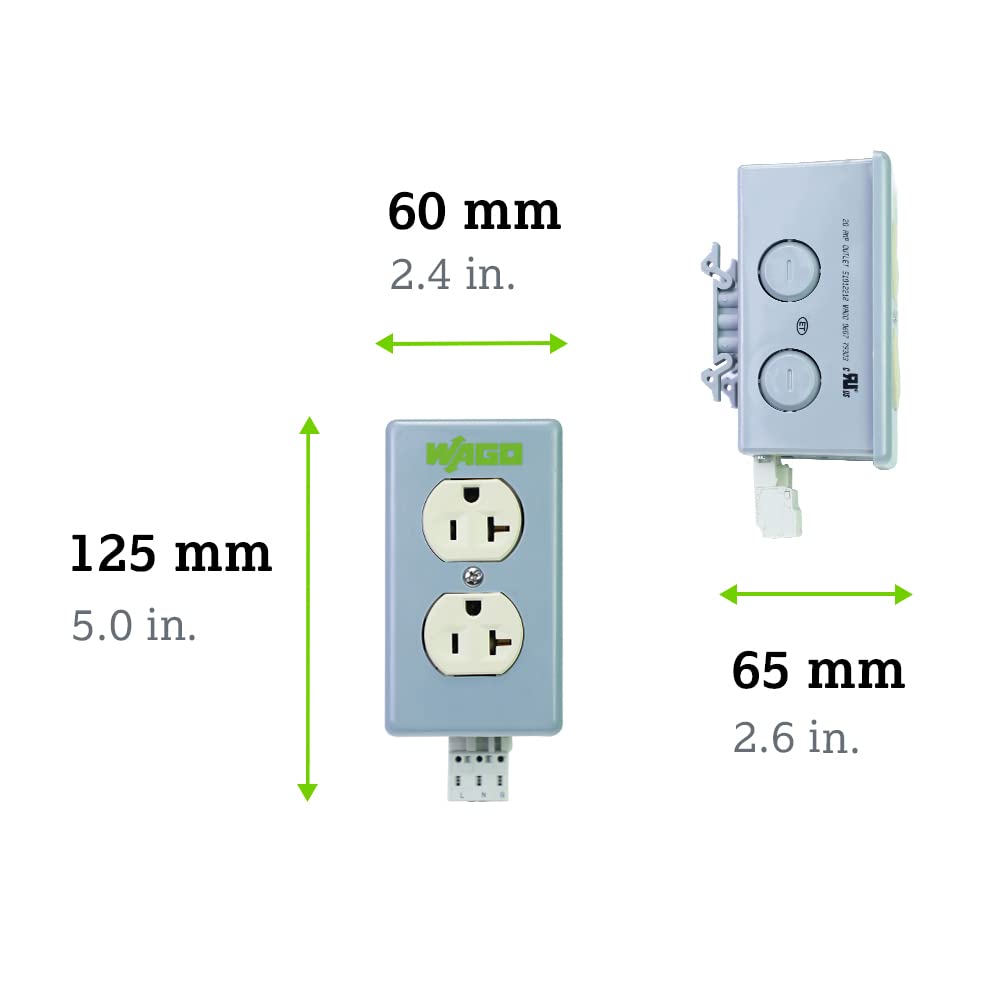 WAGO CPO Series | Duplex Outlet | 125 VAC | 20 A | Din Rail Mount | [Single Unit] - Image 3