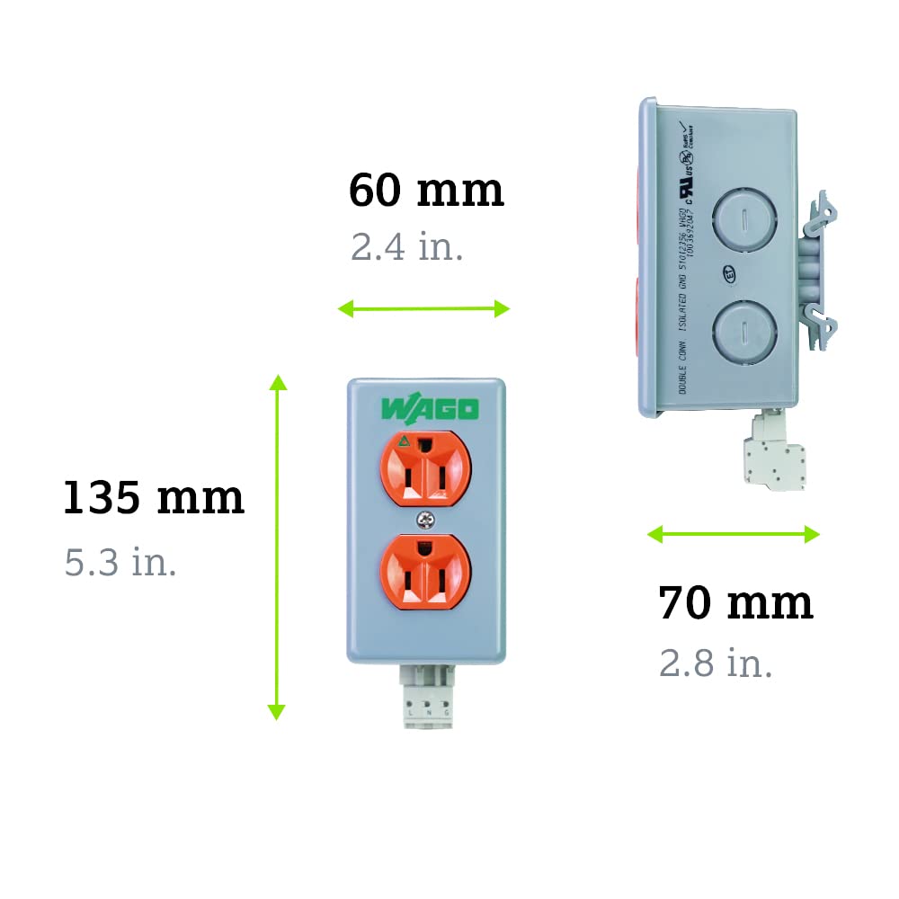 WAGO CPO Series | Duplex Outlet with Isolated Ground | Pluggable MCS Connector | Double Connection per Pole | 125 VAC | 15 A | [Single Unit] - Image 3