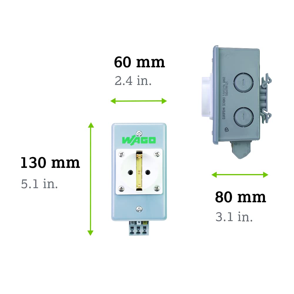 WAGO CPO Series | European Schuko Outlet | 250 VAC | 15 A | Din Rail Mount | [Single Unit] - Image 3