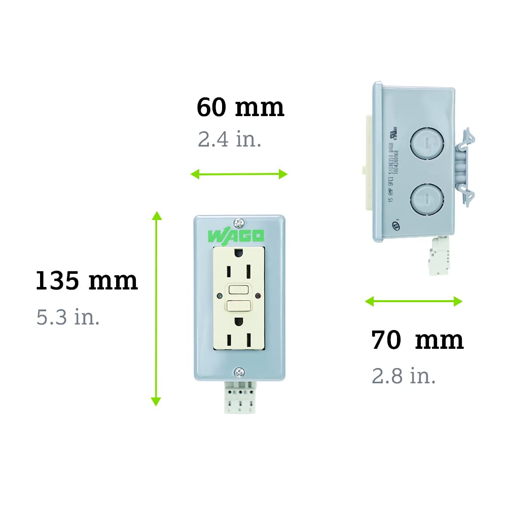 WAGO CPO Series | GFCI Duplex Outlet | Pluggable MCS Connector | 125 VAC | 15 A | [Single Unit] - Image 3