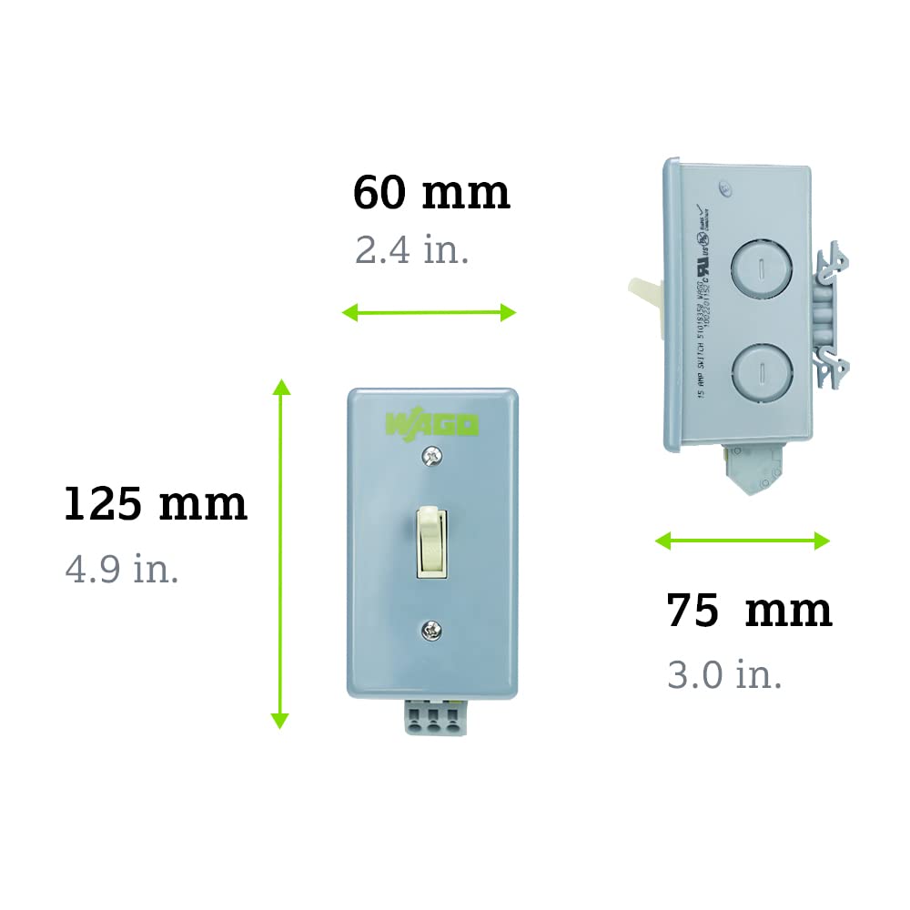 WAGO CPO Series |Wall Switch Box | Single Pole | 125 VAC | 15 A | Din Rail Mount | [Single Unit] - Image 3